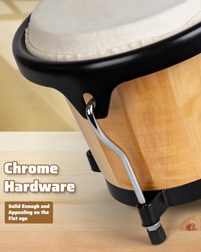 lyumengg Bongo Drums Set Natural Finish - Image 4