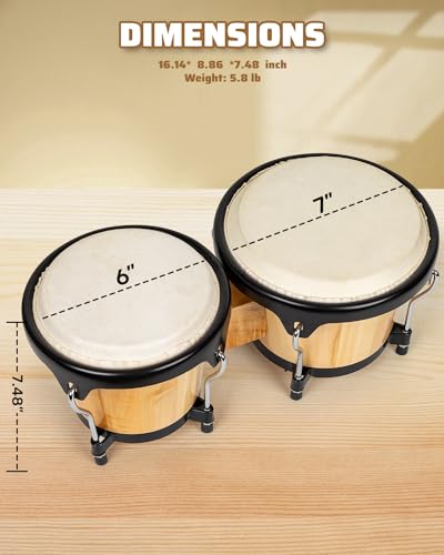 lyumengg Bongo Drums Set Natural Finish - Image 5
