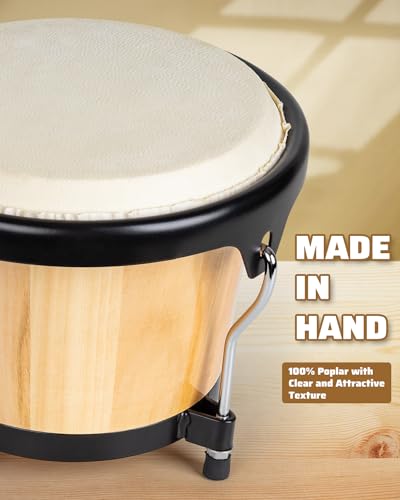 lyumengg Bongo Drums Set Natural Finish - Image 2