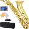 Mendini by Cecilio MBS-30L+92D Yellow Brass E Flat Baritone Saxophone