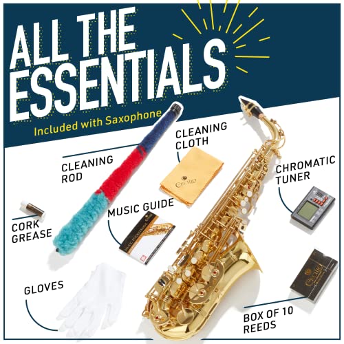 Mendini by Cecilio Eb Alto Saxophone With Accessories - Black & Gold - Image 5