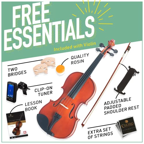 Mendini by Cecilio Violin For Kids & Adults - 4/4 MV Kit - Image 5