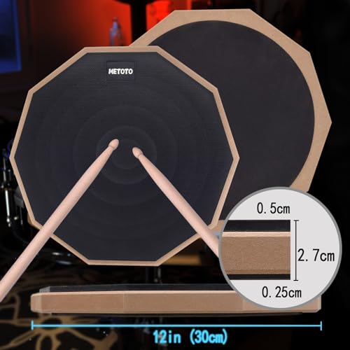METOTO Snare Drum Practice Pad Kit, 12-Inch Set - Image 3