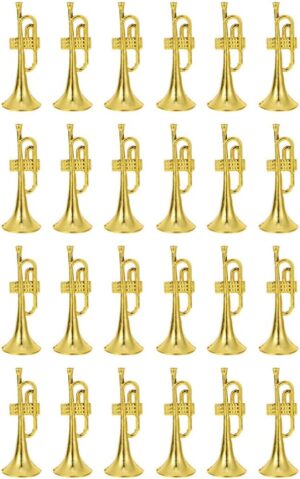 EXCEART Mini Plastic Trumpet Model: 24pcs Gold