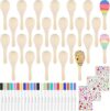 PLULON Mini Wooden Maracas With Painting Tools