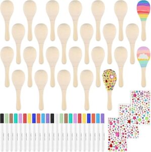 PLULON Mini Wooden Maracas With Painting Tools