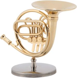 GLOGLOW Miniature Golden French Horn Replica Ornament