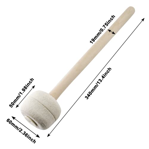 Moicstiy Bass Drum Mallet Wool Felt Head - Image 2