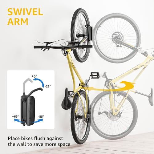 monTEK Swivel Bike Wall Mount Rack, 4 Pack - Image 3