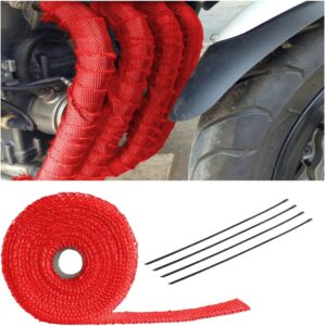 BLAU GRUN Motorcycle Exhaust Wrap, 16FT Titanium Fiberglass