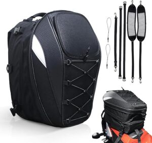 MZS Motorcycle Tail Bag 38L Expandable Backpack