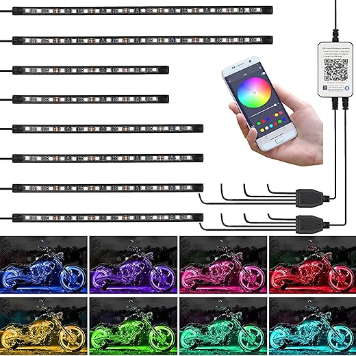 Kairiyard Motorcycle Underglow LED Light Kit, App Control