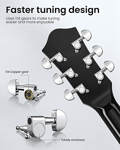 Moukey 41" Acoustic Guitar With Accessories - Black - Image 3