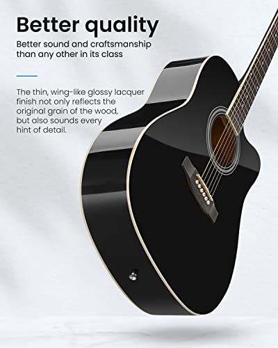 Moukey 41" Acoustic Guitar With Accessories - Black - Image 4