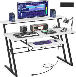 armocity Music Studio Desk With Power Outlet
