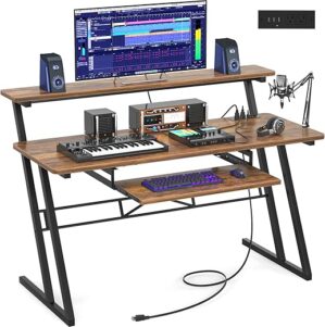 armocity Music Studio Desk With Power Outlet