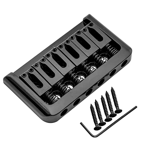 Musiclily Fixed Hardtail Bridge For 6 String Guitar, Black - Image 4