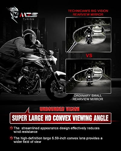 MZS Chrome Universal Motorcycle Rear View Mirrors - Image 4