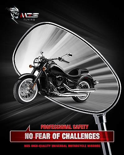 MZS Chrome Universal Motorcycle Rear View Mirrors - Image 2