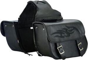 Dream Apparel Naked Cowhide Leather Motorcycle Saddlebags (Black)