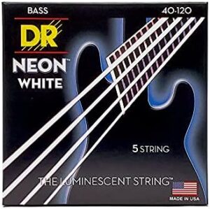 DR Strings Neon White Bass Guitar Strings NWB5-40