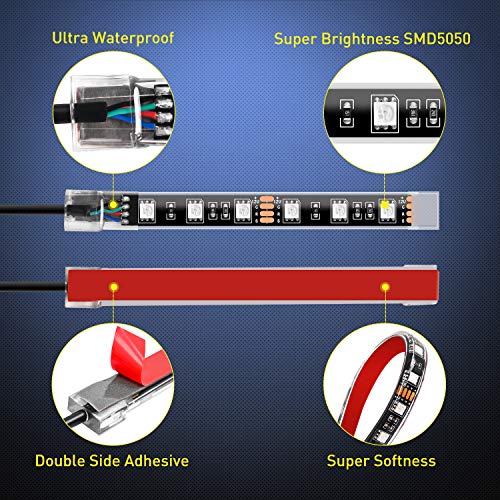 Nilight Motorcycle RGB LED Light Kit, Waterproof - Image 4