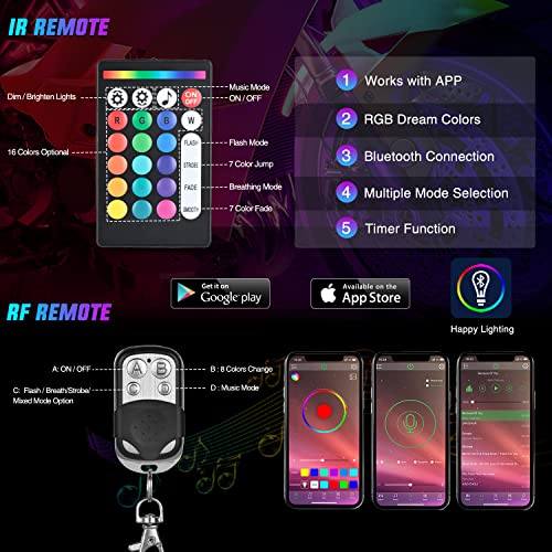 Nilight Motorcycle RGB LED Light Kit Waterproof - Image 2