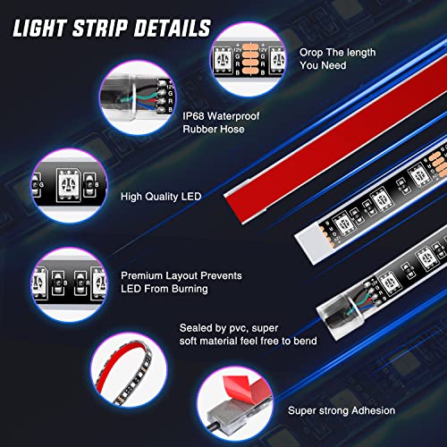 Nilight Motorcycle RGB LED Light Kit Waterproof - Image 3