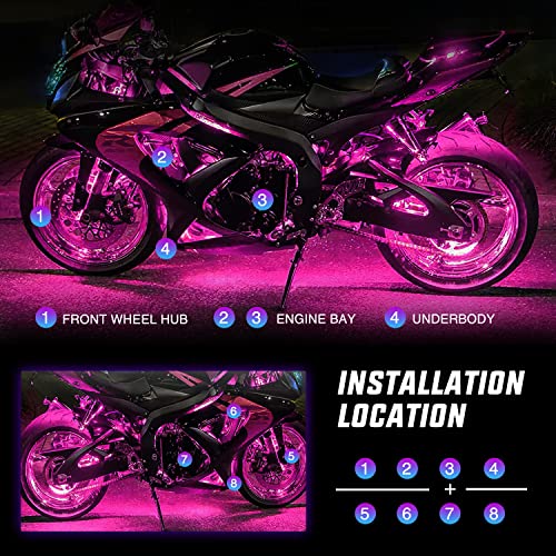 Nilight Motorcycle RGB LED Light Kit Waterproof - Image 5