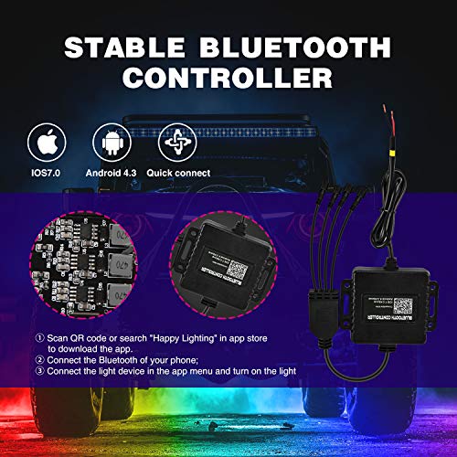 Nilight RGB LED Rock Lights Kit, 4 Pods Underglow - Image 3