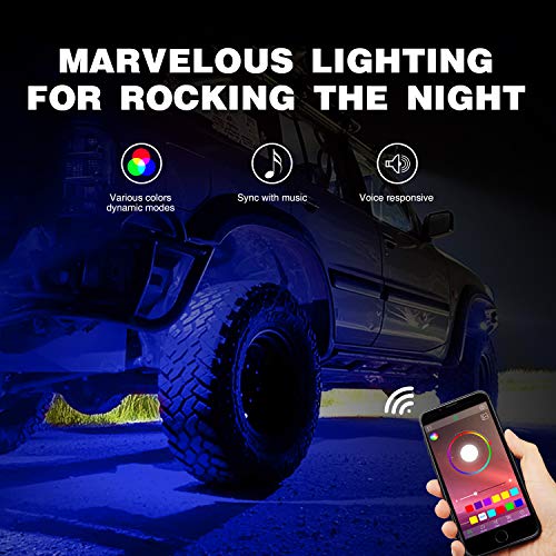 Nilight RGB LED Rock Lights Kit, 4 Pods Underglow - Image 2