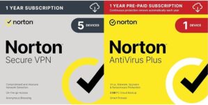 Norton Norton Secure VPN 2023 For Up To 5 Devices With Norton AntiVirus Plus 2022 For 1 Device With Auto-Renewal