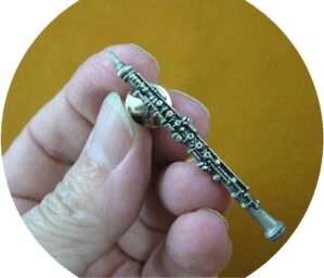 Artificial Garden Oboe Pewter Tac Pin Brooch Jewelry