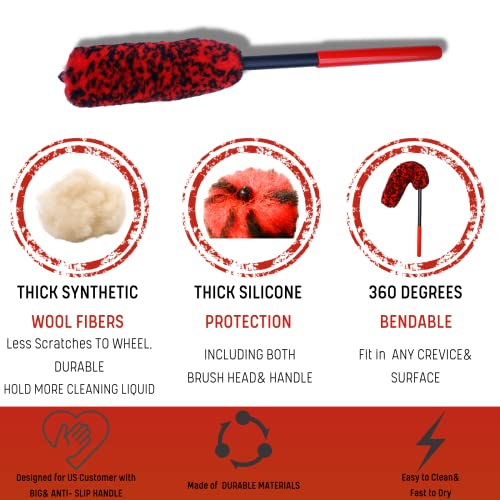 oesee Long Handle Wheel Brush Kit, 4 Pack - Image 4