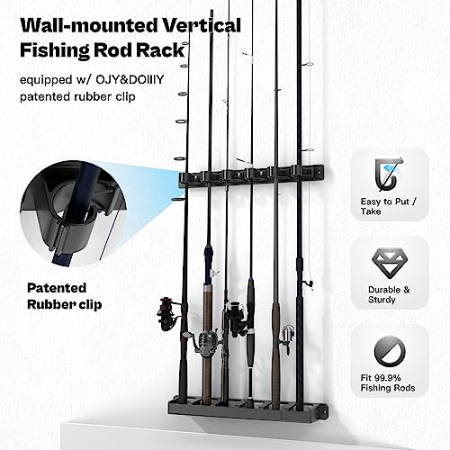 OJYDOIIIY Wall Mount Fishing Rod Holders, Vertical Rack - Image 3