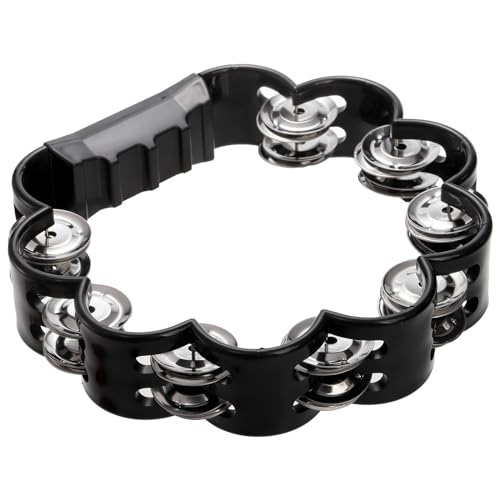 Okllen Double Row Handheld Tambourine, Red & Black - Image 4