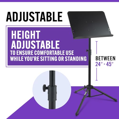 OnStage Professional Folding Orchestral Music Stand, Black - Image 5