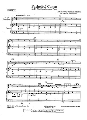 Pachelbel Canon Alto Sax Piano - Image 2