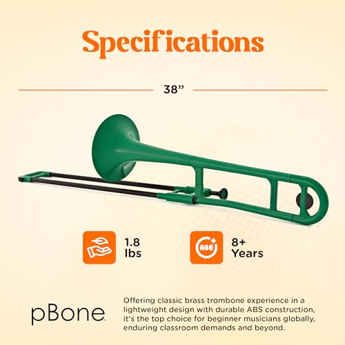 pBone Plastic Trombone With Carrying Bag - Green - Image 5