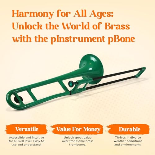 pBone Plastic Trombone With Carrying Bag - Green - Image 2