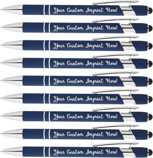 Express Pencils Personalized Rainbow Rubberized Ballpoint Pen With Stylus
