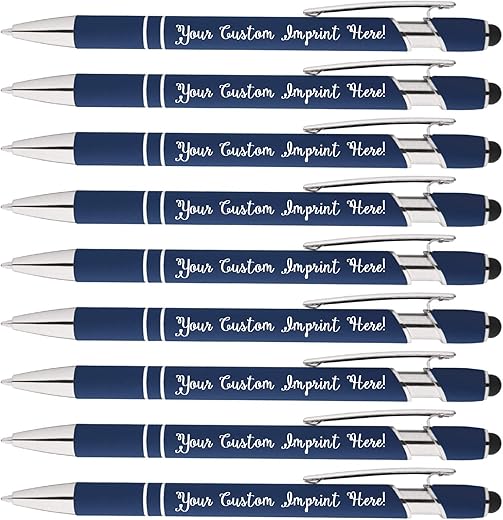 Express Pencils Personalized Rainbow Rubberized Ballpoint Pen With Stylus