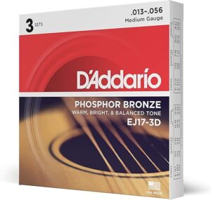 D’Addario Phosphor Bronze Acoustic Guitar Strings EJ17-3D