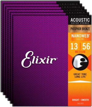 Elixir Phosphor Bronze Nanoweb 16102 Medium Guitar Strings