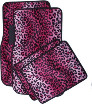 BDK Pink Leopard Carpet Car Floor Mats