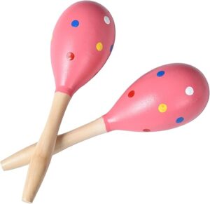 TDOCK Pink Wooden Maracas Shaker Instrument