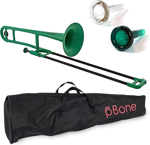pBone Plastic Trombone With Carrying Bag - Green