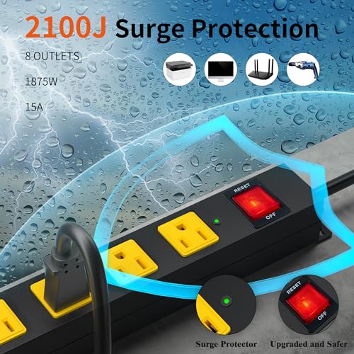 Plug'n 8 Outlet Surge Protector Power Strip - Image 3