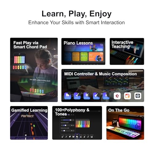 POPUPIANO Smart Piano Keyboard With Rainbow Keys - Image 2