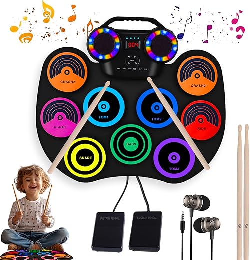 Oirtmiu Portable Electric Drum Set: 9-Pad Electronic Drum